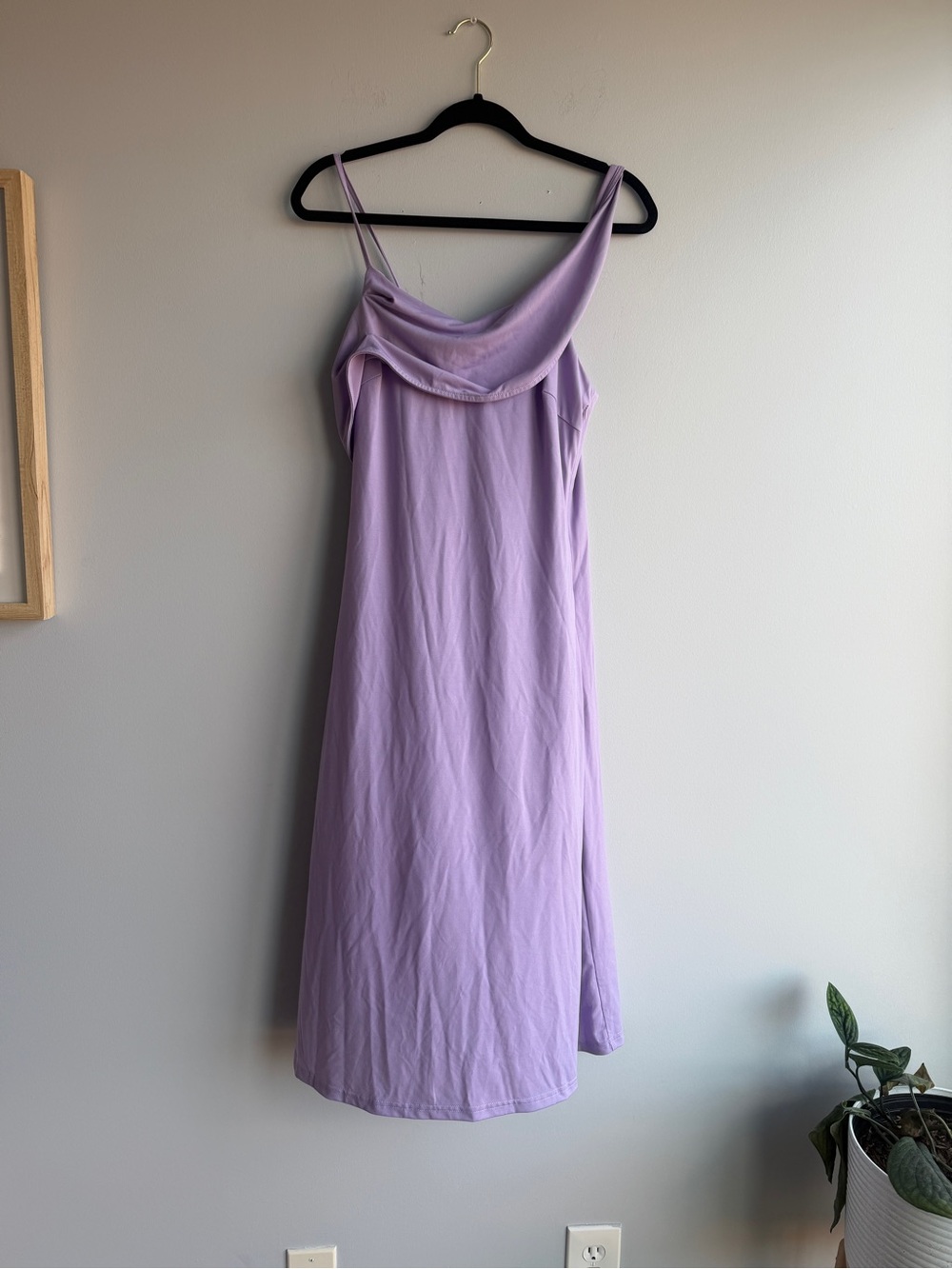 Grace Karin Lilac Slip Midi Dress with Cowl Neck